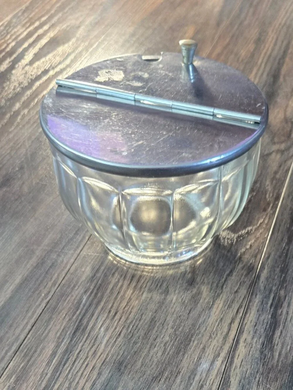 Vintage (30s-50s) BLOOMFIELD Glass Paneled Flip Top Sugar Bowl